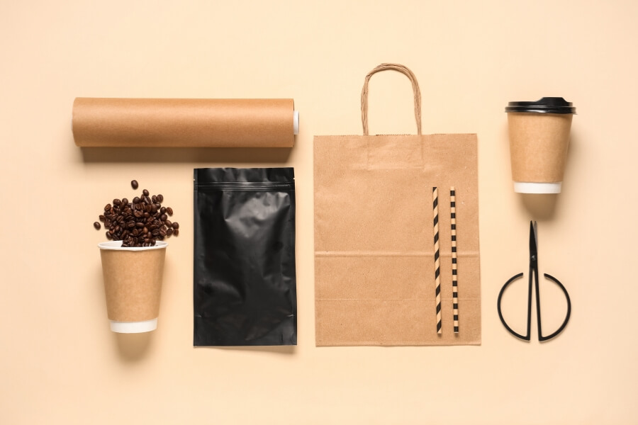 Various coffee bag styles demonstrating Everything You Need To Know About Coffee Packaging including valve and flat bottom designs