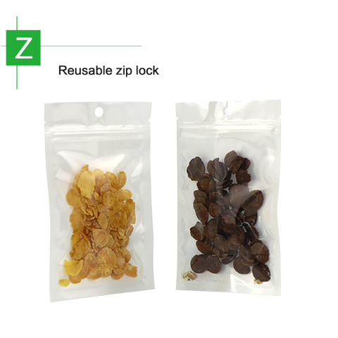 White-Clear Three Side Sealed Pouches