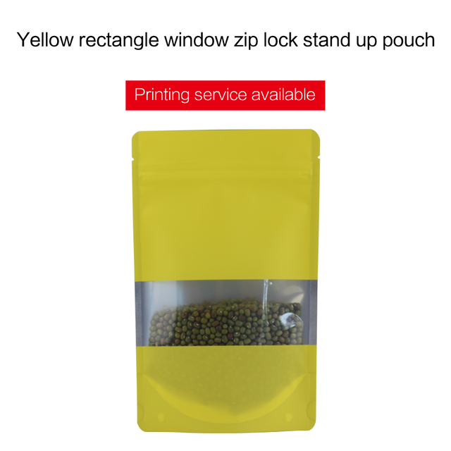  Colorful Stand Up Pouches With Rectangle Window-Yellow