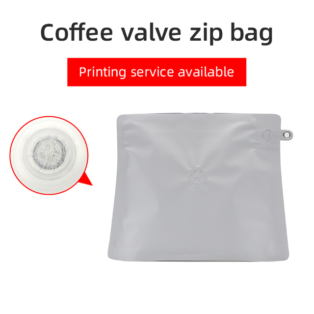 Stand Up Zip Pouch With Valve Matte Brown with hang hole -Matte white