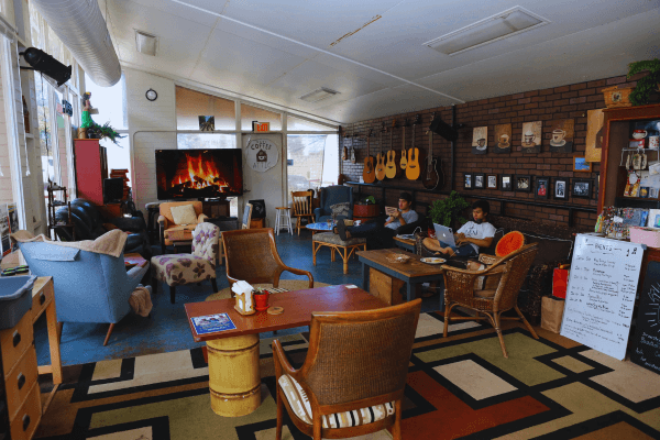 Retro interior of Maui Coffee Attic in Wailuku