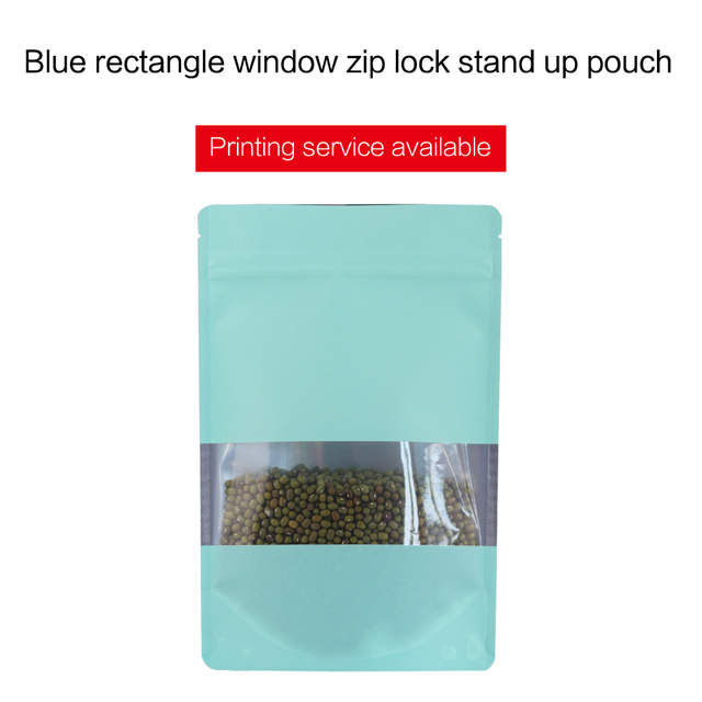  Colorful Stand Up Pouches With Rectangle Window-Blue