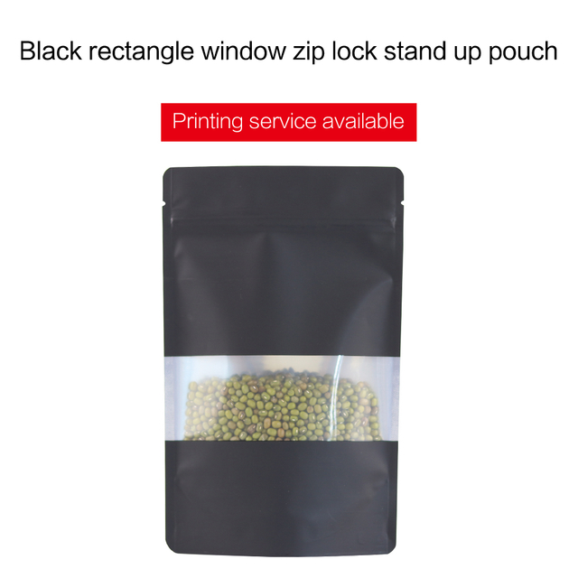  Colorful Stand Up Pouches With Rectangle Window-Black