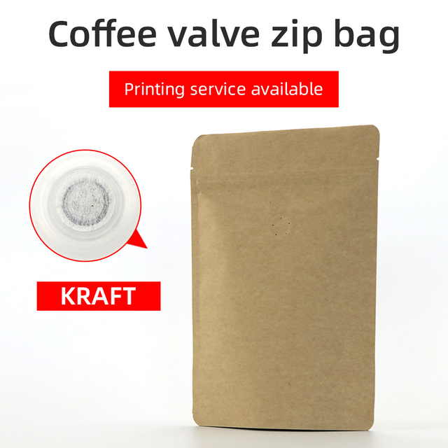 Stand Up Zip Pouch With Valve-Matte Brown