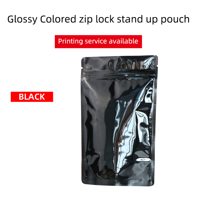 Glossy Colorful Stand Up Pouches-Glossy Black