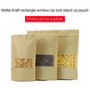 Kraft Stand Up Pouches With Matte Rectangle Window