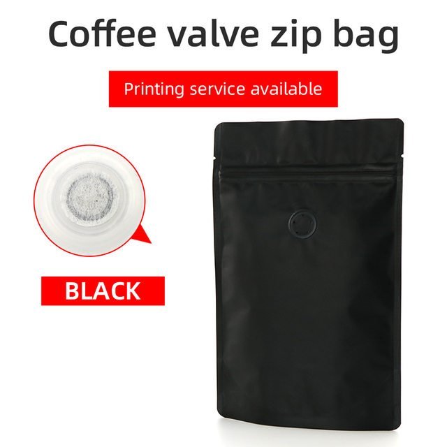 Stand Up Zip Pouch With Valve-Matte Brown-Matte Black
