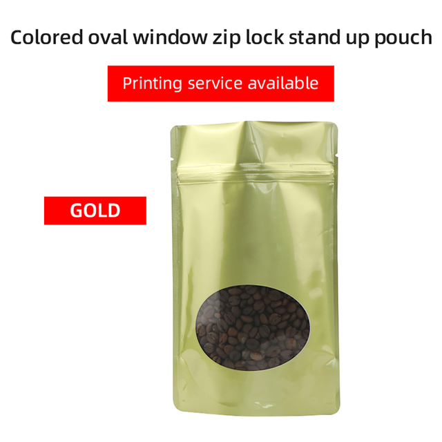 Colorful Oval Window Stand Up Pouches-Gold