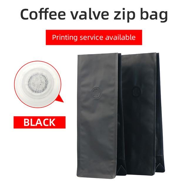 Flat Bottom Valve Pouch Without Zip -Matte Black