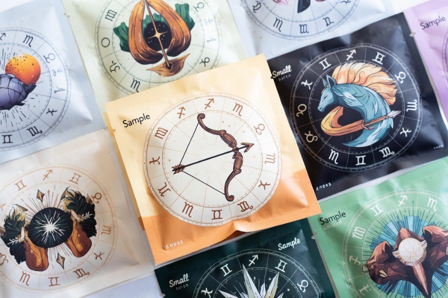 Sagittarius Sample Size Coffee Bag Packaging produced with digital printing for small batch customization