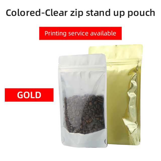  Colorful-Clear Stand Up Pouches-Gold