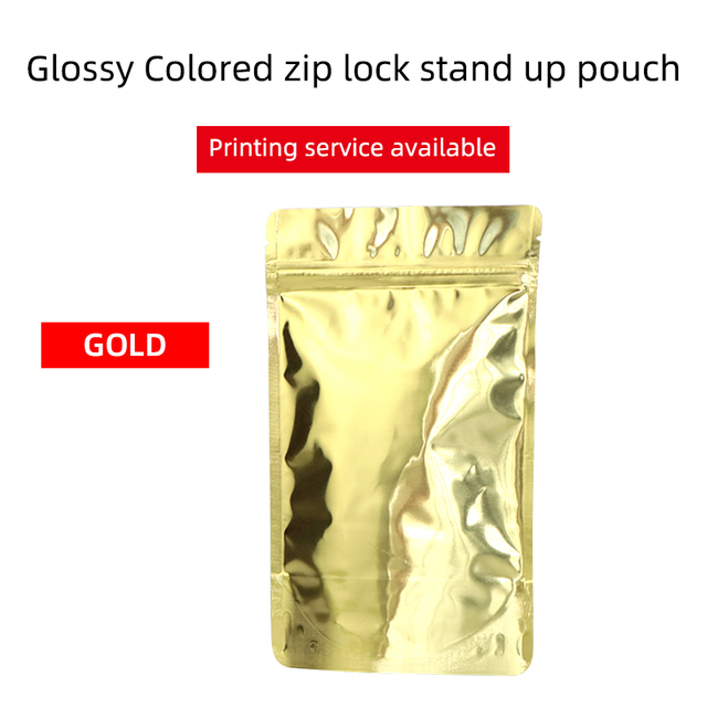 Glossy Colorful Stand Up Pouches-Glossy Gold