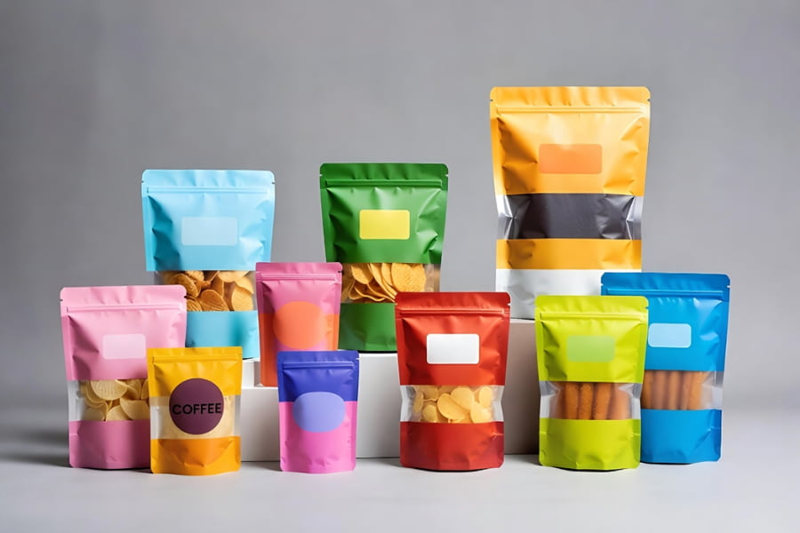 New York Custom Food Packaging Solutions highlighting flexible packaging options for snacks, coffee, and sauces