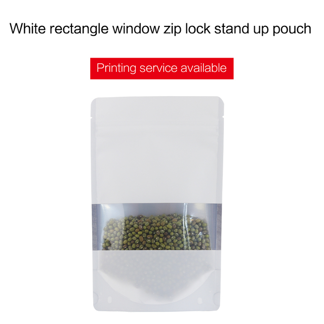 Colorful Stand Up Pouches With Rectangle Window-White
