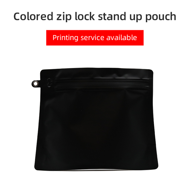 Stand Up Pouches Matte Black hang hole 