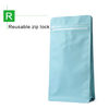 Flat Bottom Valve Pouch With Zip-Matte Blue