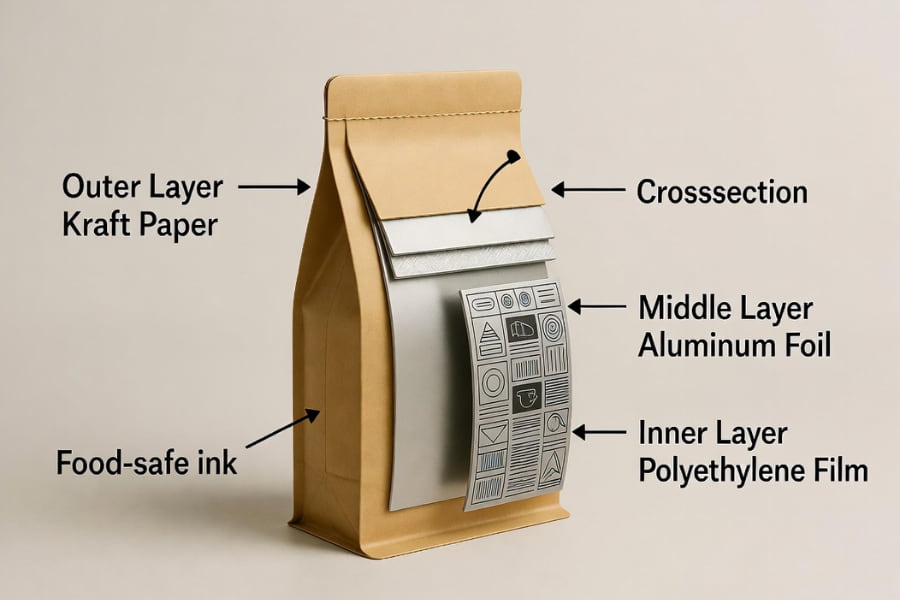 Packaging material structure explained in Coffee Bag Interior Wallpaper Guide