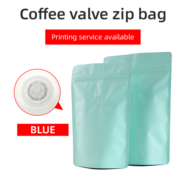 Stand Up Zip Pouch With Valve-Matte Brown-Matte blue