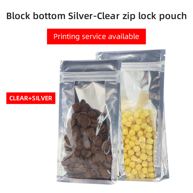 Silver-Clear Flat Bottom Pouches