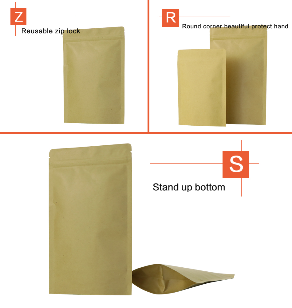 牛皮纸自立拉链袋产品展示