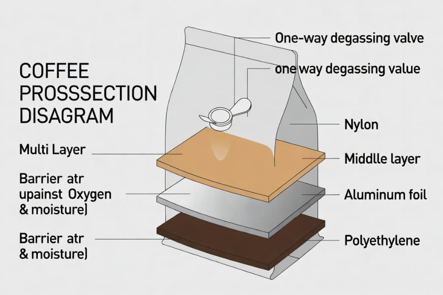 Coffee freshness protection illustrated in 2024 Most Popular Coffee Packaging Questions Answered