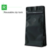 Matte Black Flat Bottom Valve Pouch With Zip | Coffee Bags