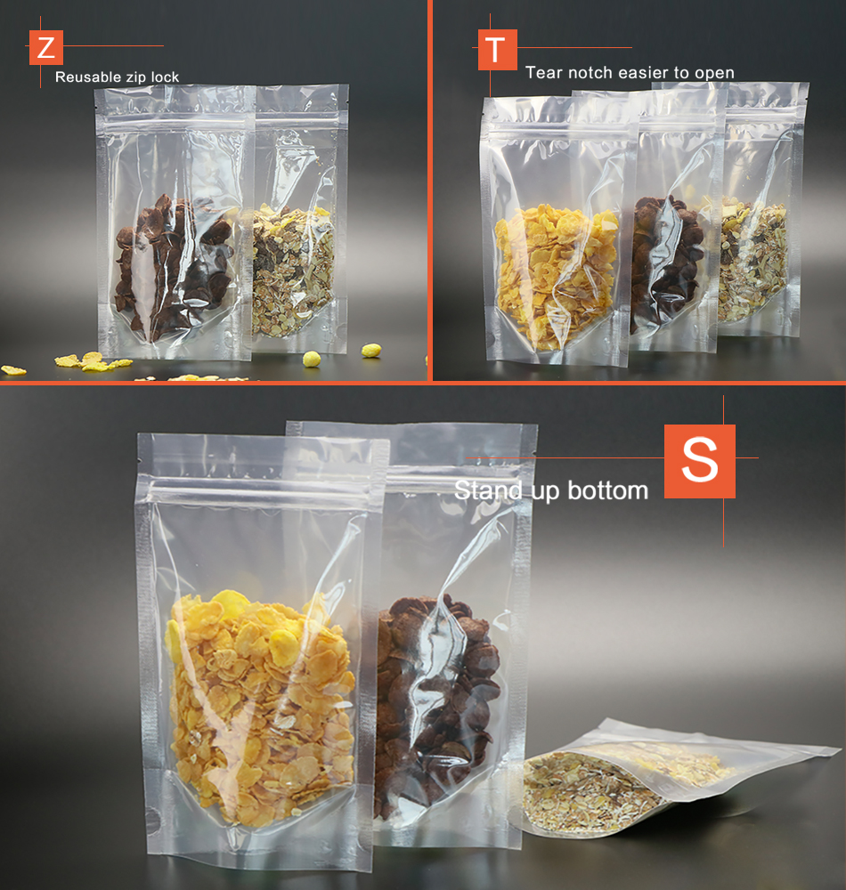 透明自立拉链袋产品展示