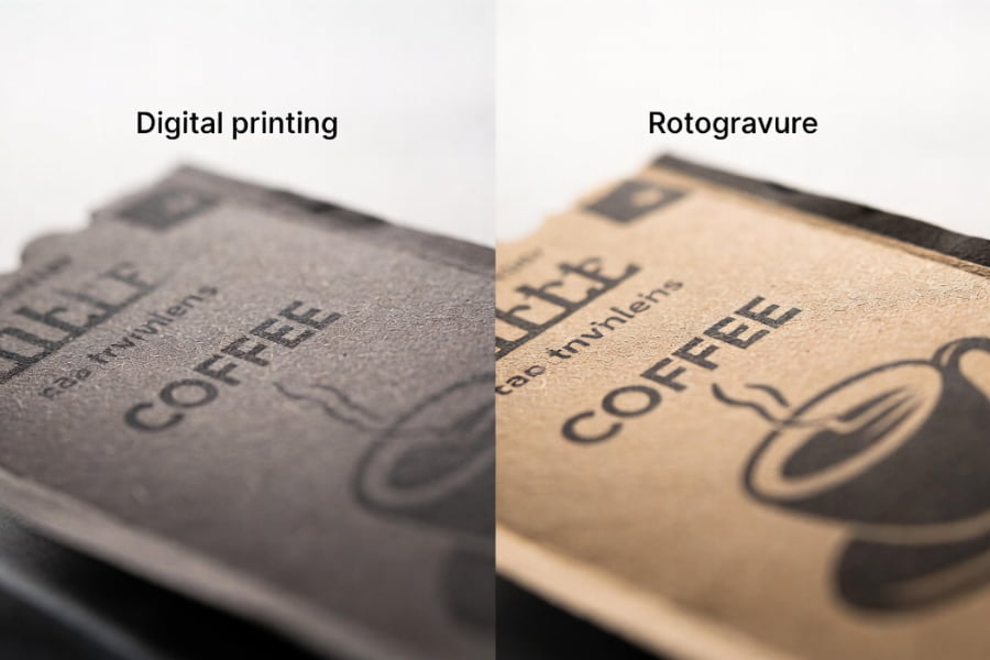 Print quality details in Digital or Rotogravure Printed Coffee Packaging