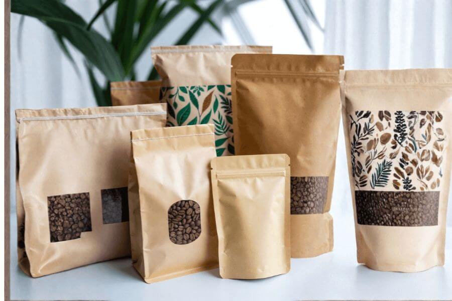 Coffee packaging label showing roast date origin tasting notes and net weight information on specialty coffee bag