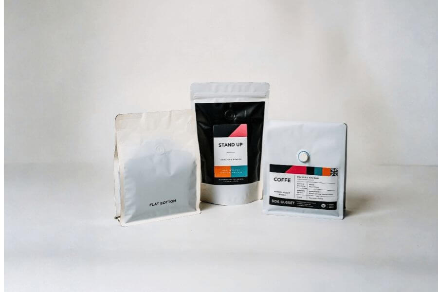 Comparison of coffee bag styles including flat bottom coffee bags stand up pouches and side gusset coffee packaging bags