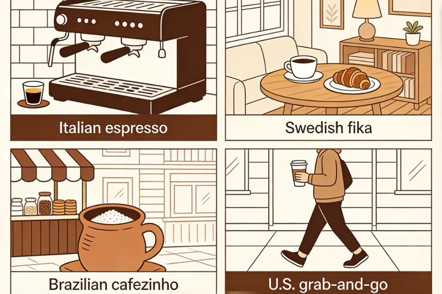 Coffee culture variations across countries in The $370B Habit: Coffee and Culture Around the Globe