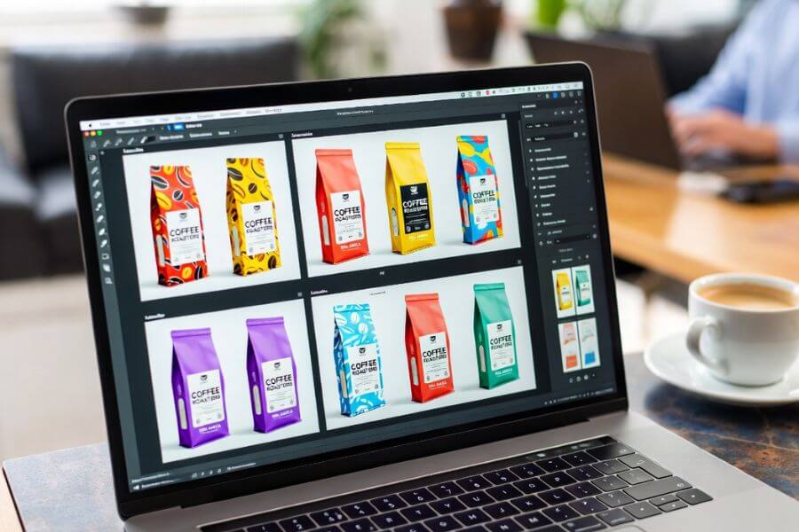 AI generated coffee bag design concept related to Florida coffee packaging trends 2026